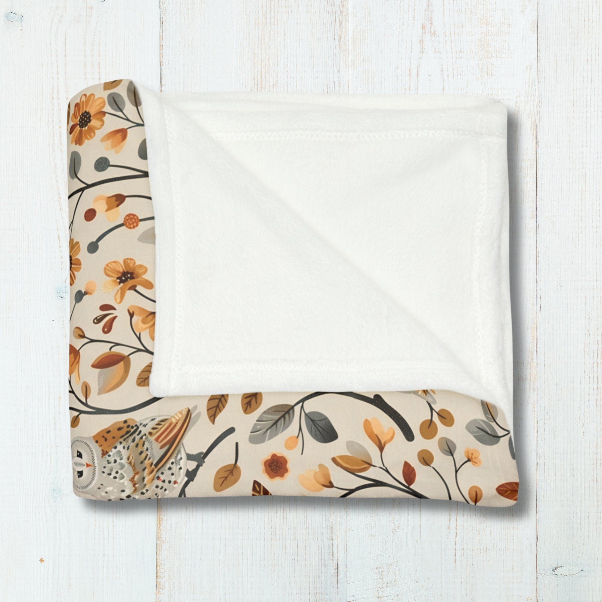 Fall Throw Blanket Fall Home Decor Barn Owl Fleece Blanket Floral Autumn Lovers Gift Cottagecore Fall Decor Leaves Flower Lovers Christmas