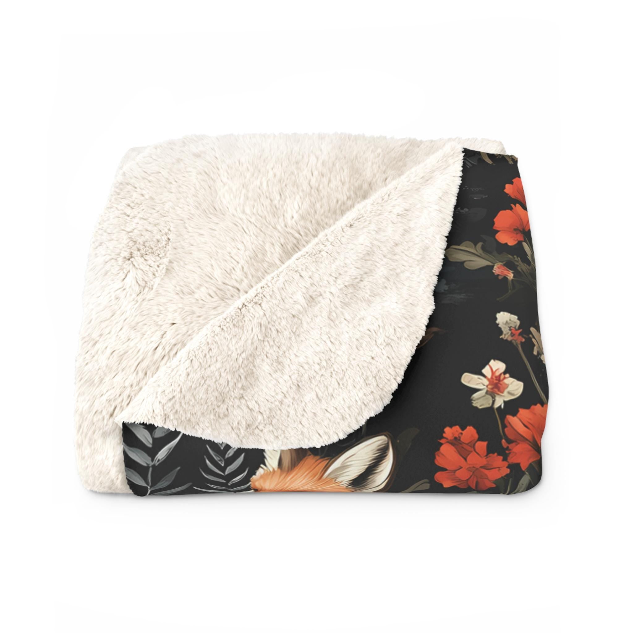 Personalized Fox Blanket Custom Fox Sherpa Fleece Blanket Cute Gift for Girl Animal Lover Blanket Fox Lover Blanket Cute Gift for Her