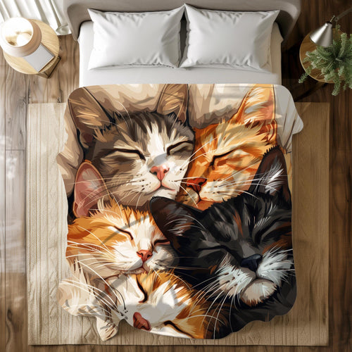 Cat Blanket for Cat Lovers, Soft Velveteen Plush or Sherpa Fleece Blanket, Cozy Throw Blanket, Cat Mom & Dad, Cute Animal Lover Home Decor