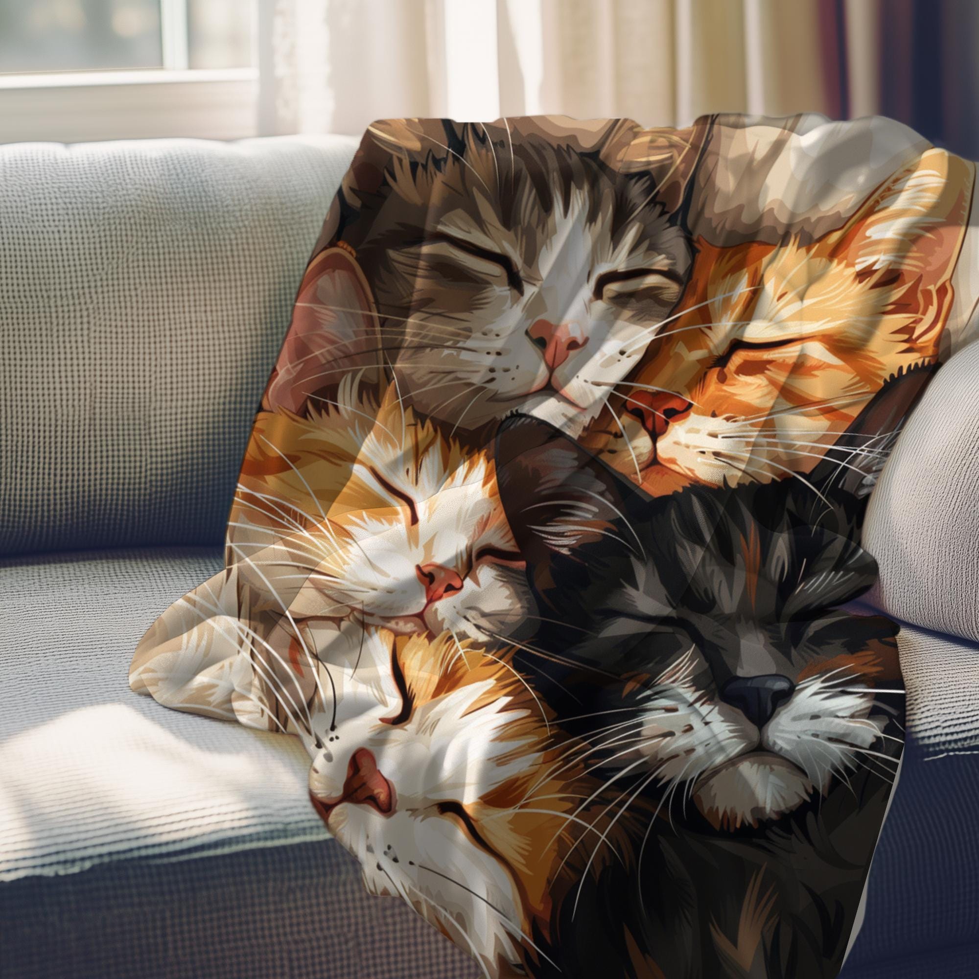 Cat Blanket for Cat Lovers, Soft Velveteen Plush or Sherpa Fleece Blanket, Cozy Throw Blanket, Cat Mom & Dad, Cute Animal Lover Home Decor