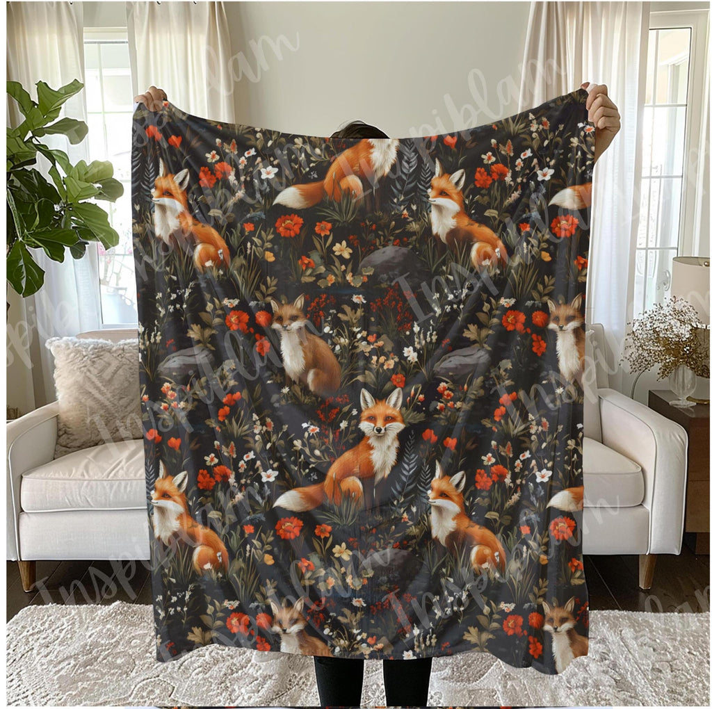 Personalized Fox Blanket Custom Fox Sherpa Fleece Blanket Cute Gift for Girl Animal Lover Blanket Fox Lover Blanket Cute Gift for Her