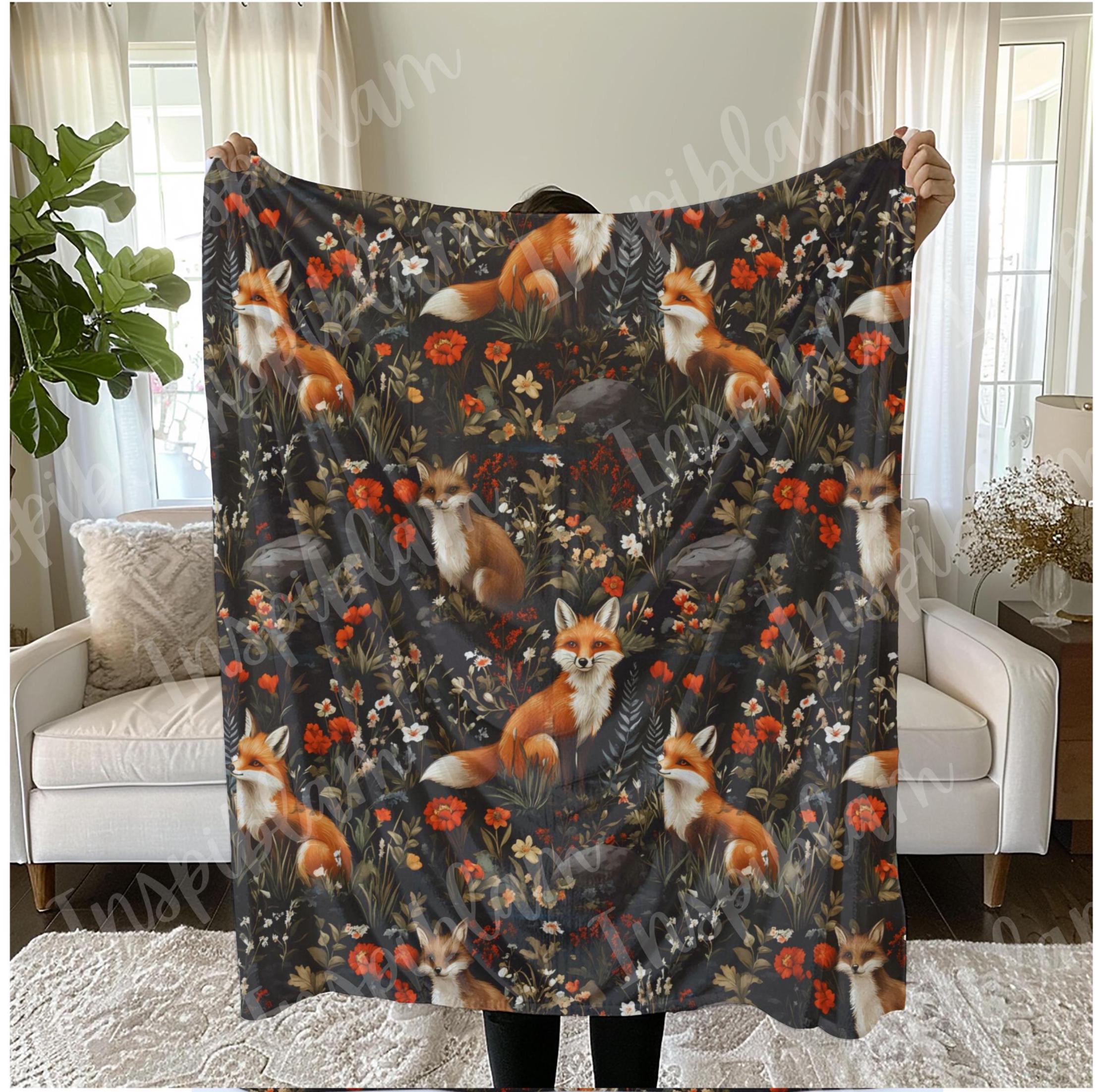 Personalized Fox Blanket Custom Fox Sherpa Fleece Blanket Cute Gift for Girl Animal Lover Blanket Fox Lover Blanket Cute Gift for Her