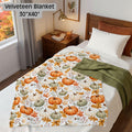 Fall Pumpkin Blanket, Autumn Harvest Sherpa or Velveteen Throw