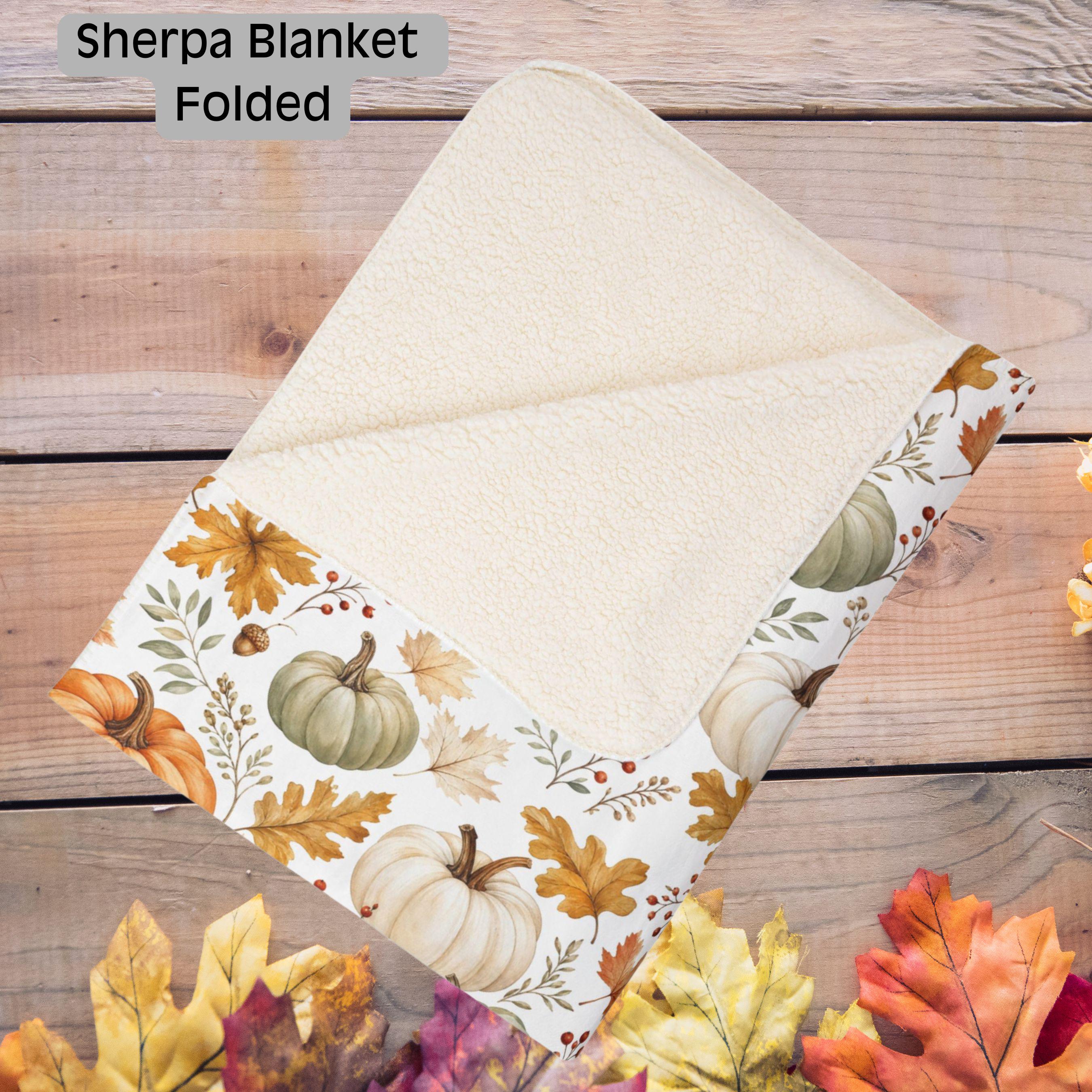 Fall Pumpkin Blanket, Autumn Harvest Sherpa or Velveteen Throw
