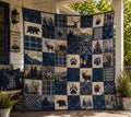 Woodland Animals Quilt Blanket, Cottagecore Vintage Bedding, Cute Forest Bear Fox Deer Nursery Throw, Stay Wild My Child Baby Gift