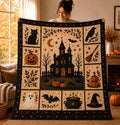 Halloween Patchwork Quilt Set, Pumpkin Ghost Bat Bedding Set, Spooky Fall Quilt Blanket, Halloween Bedroom Decor, Cozy Autumn Bedspread