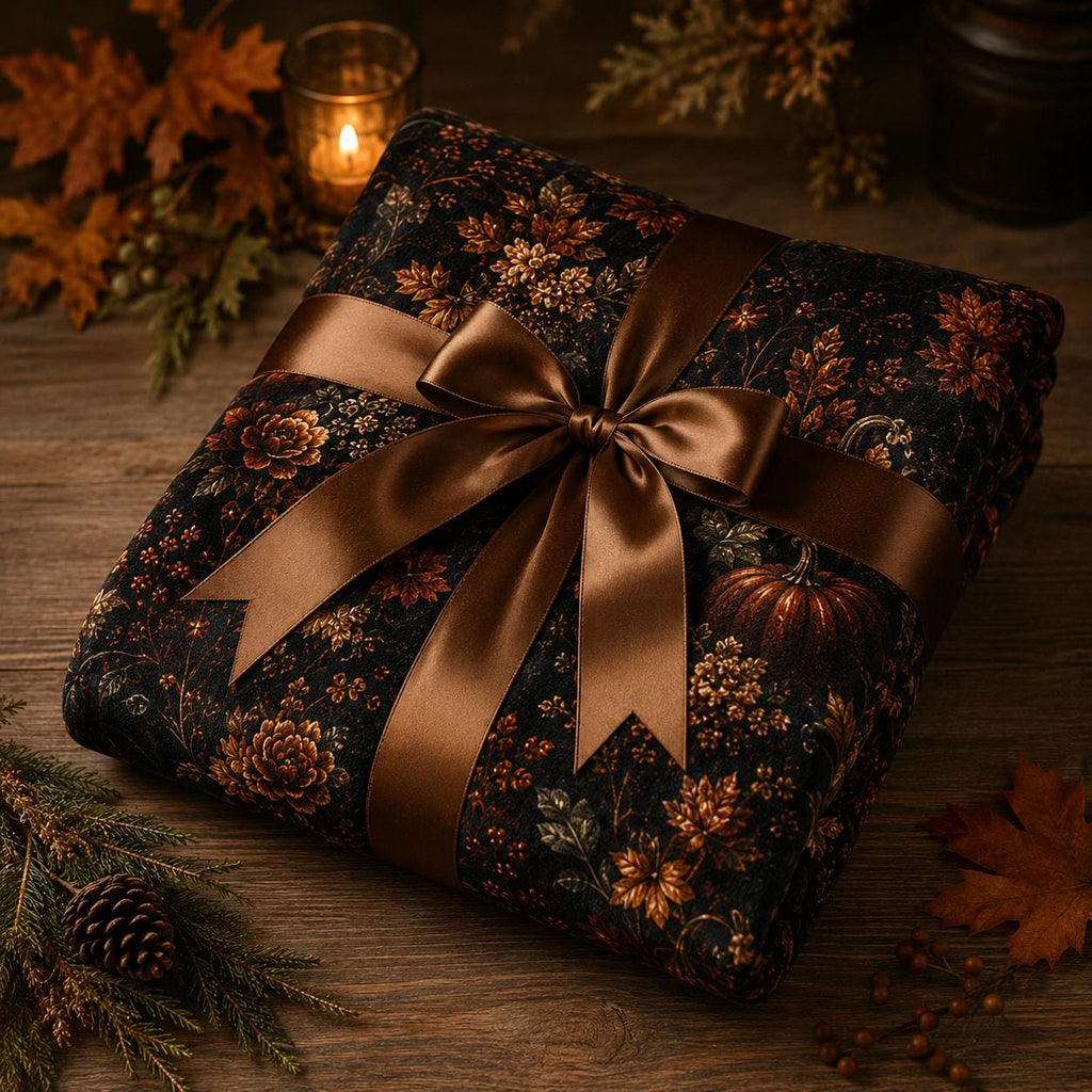Moody Autumn Velveteen Blanket | Cozy Fall Throw | Autumn Home Decor