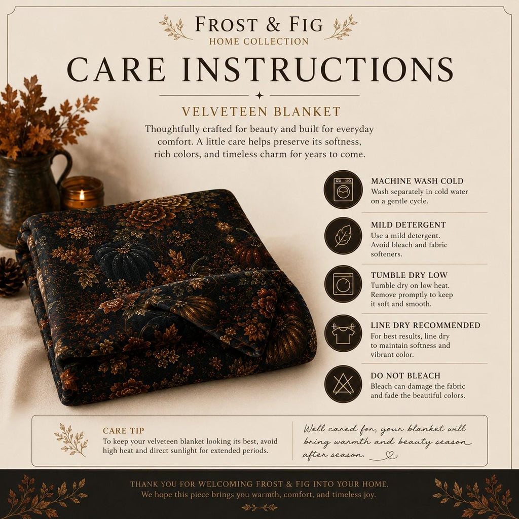 Moody Autumn Velveteen Blanket | Cozy Fall Throw | Autumn Home Decor