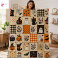 Halloween Ghost Fleece Blanket, Spooky Black Cat Throw Blanket, Pumpkin Patchwork Cozy Blanket, Cute Fall Halloween Home Decor Gift